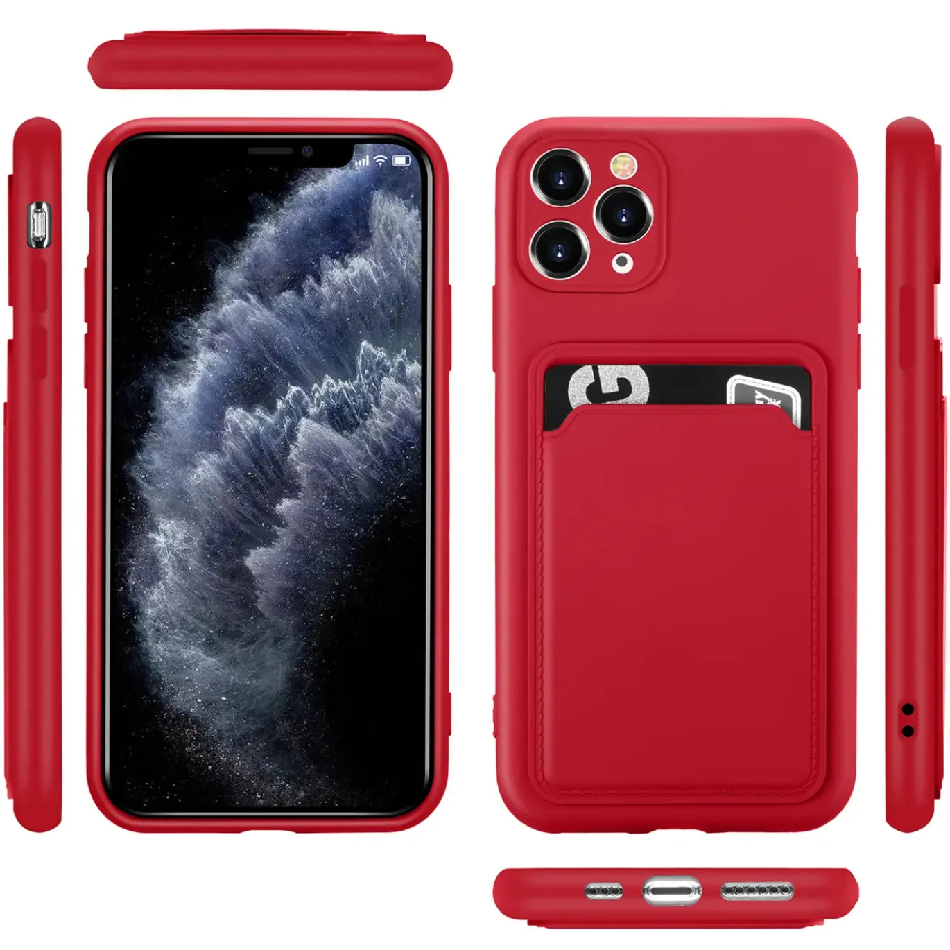 iPhone 11 Pro Max - Silikonhülle mit Kartenfach & Kameraschutz