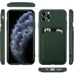 iPhone 11 Pro Max - Silikonhülle mit Kartenfach & Kameraschutz