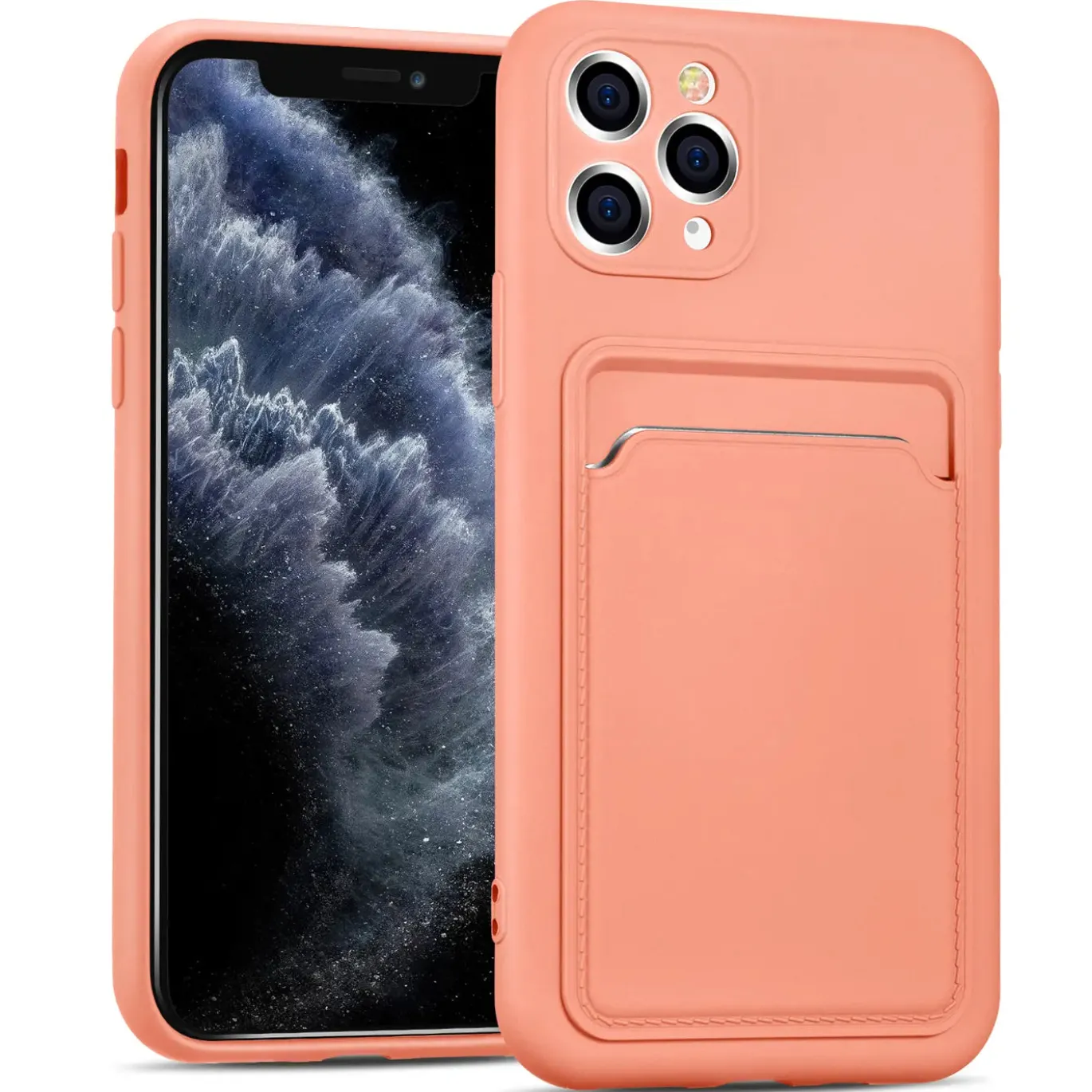 iPhone 11 Pro Max - Silikonhülle mit Kartenfach & Kameraschutz