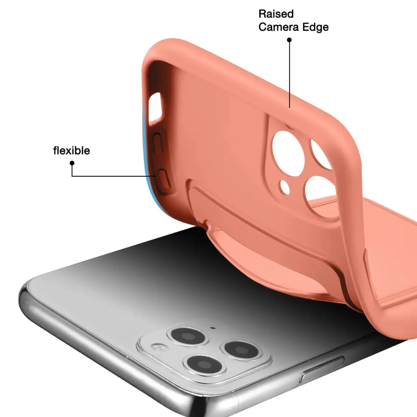 iPhone 11 Pro Max - Silikonhülle mit Kartenfach & Kameraschutz