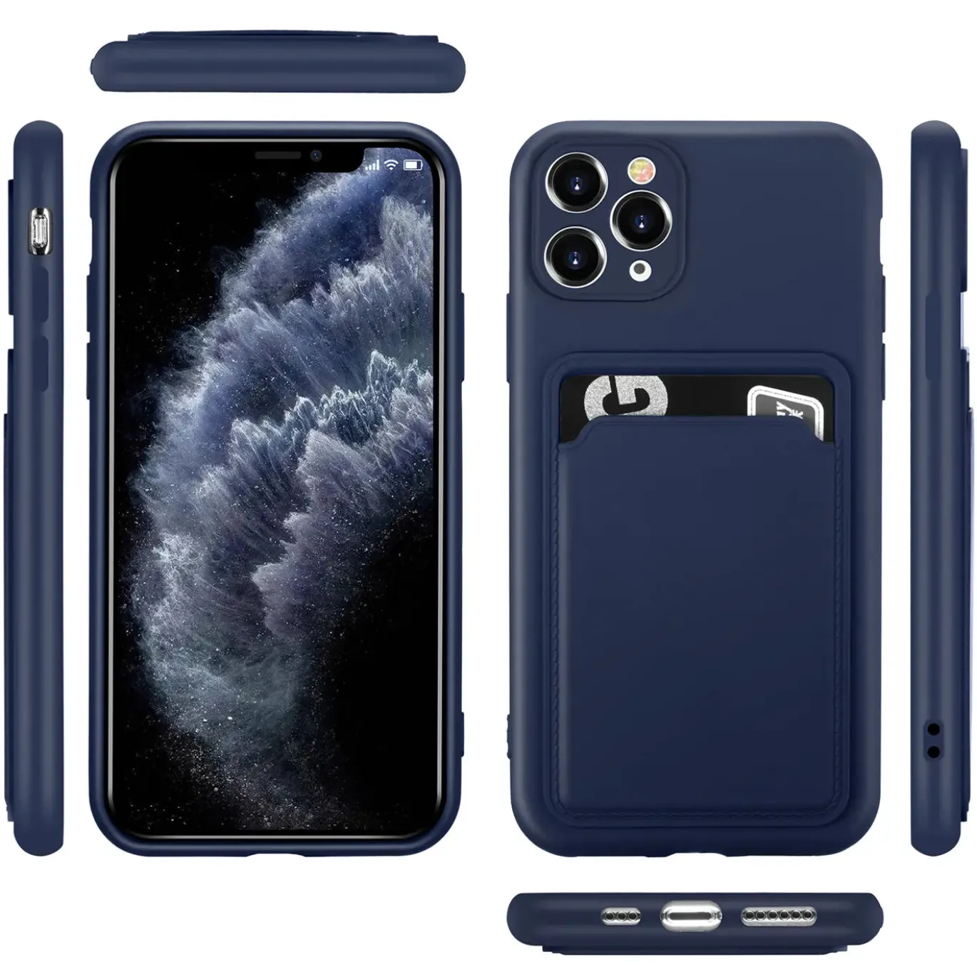 iPhone 11 Pro Max - Silikonhülle mit Kartenfach & Kameraschutz