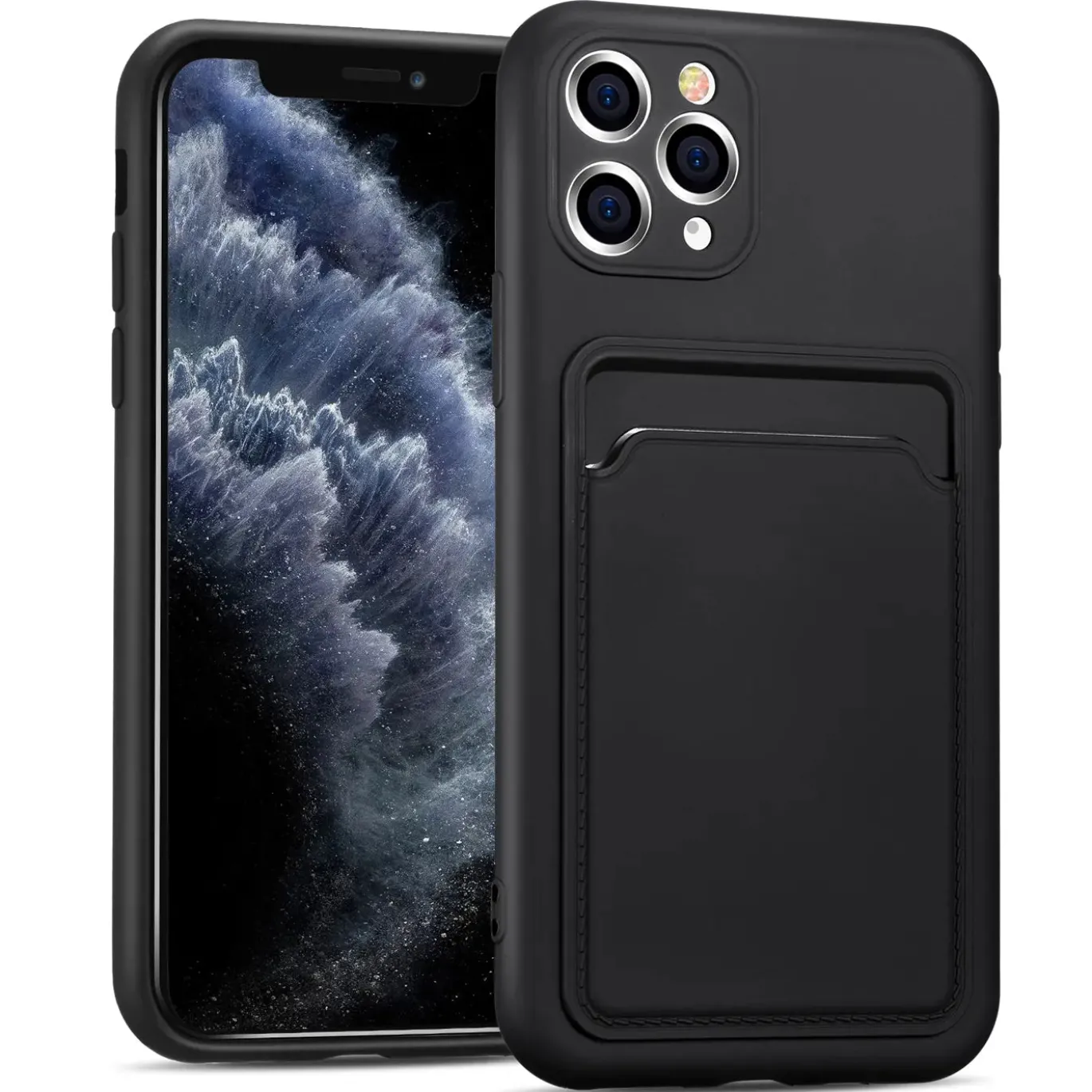 iPhone 11 Pro Max - Silikonhülle mit Kartenfach & Kameraschutz