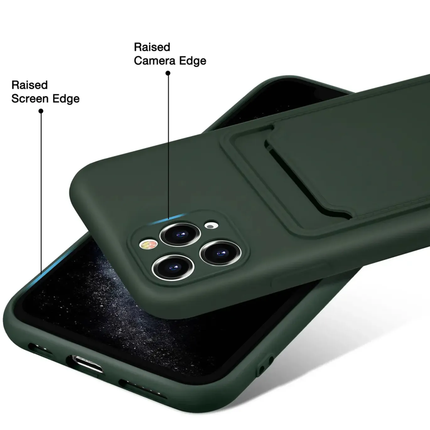 iPhone 11 Pro Max - Silikonhülle mit Kartenfach & Kameraschutz