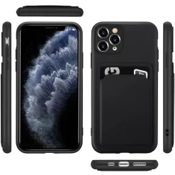 iPhone 11 Pro Max - Silikonhülle mit Kartenfach & Kameraschutz