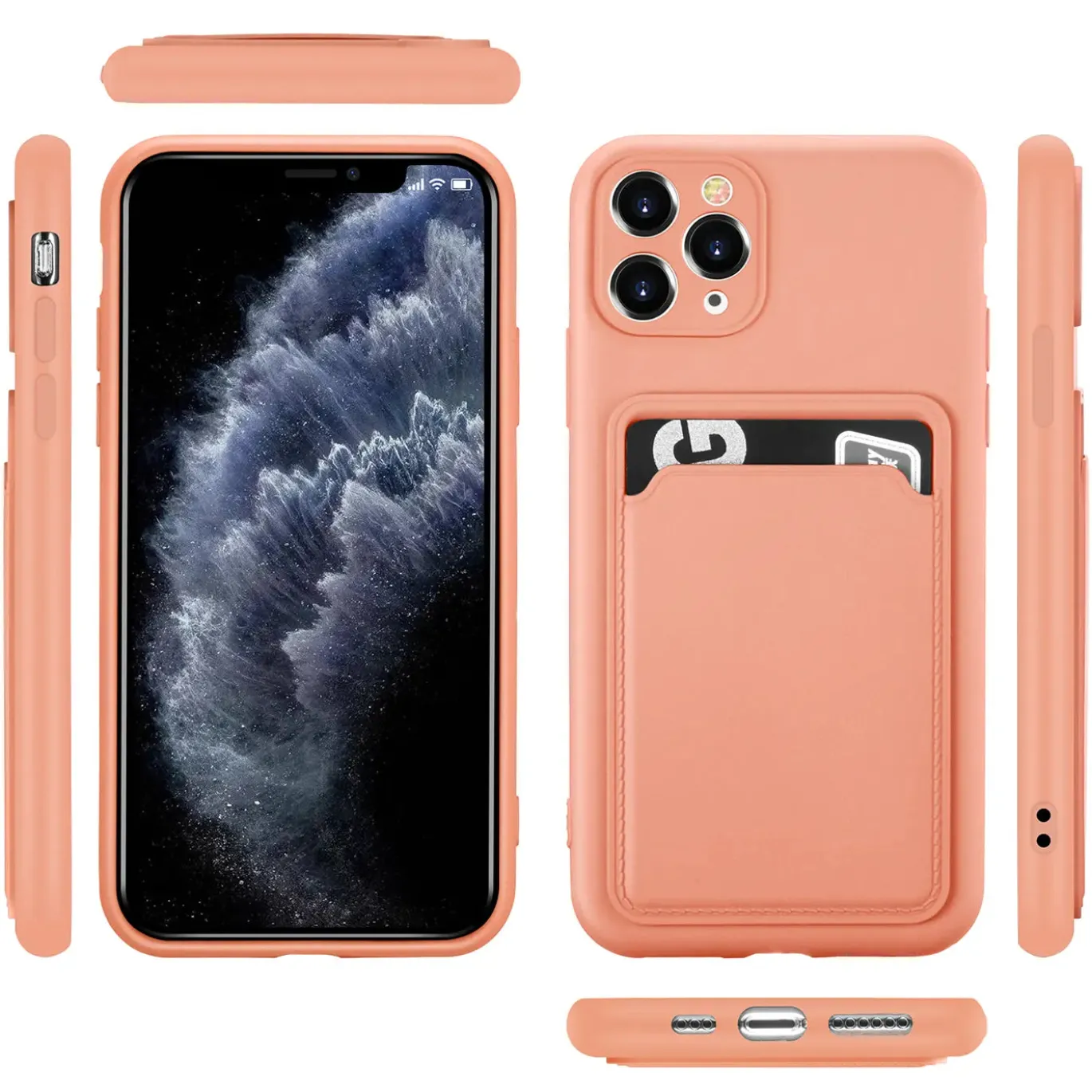 iPhone 11 Pro Max - Silikonhülle mit Kartenfach & Kameraschutz