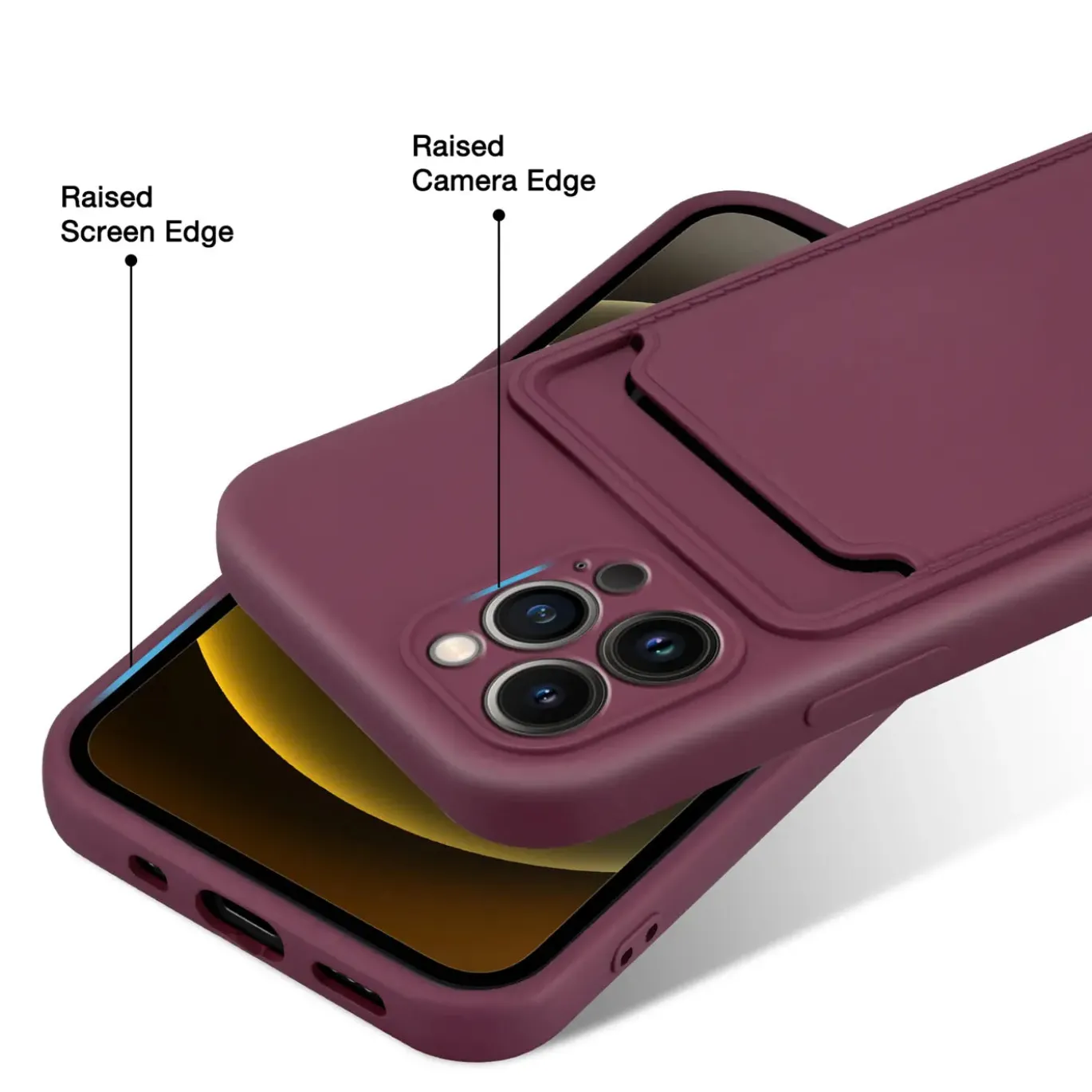 iPhone 15 Pro Max - Silikonhülle mit Kartenfach & Kameraschutz