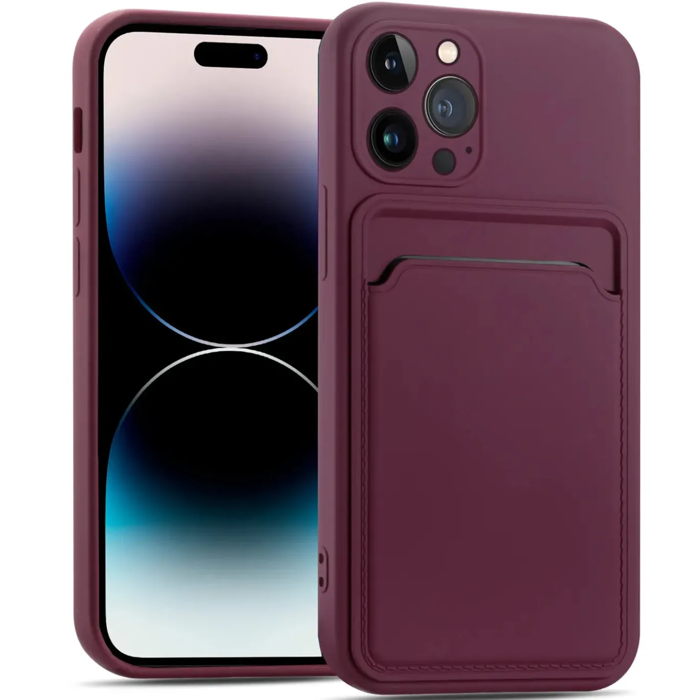 iPhone 15 Pro Max - Silikonhülle mit Kartenfach & Kameraschutz