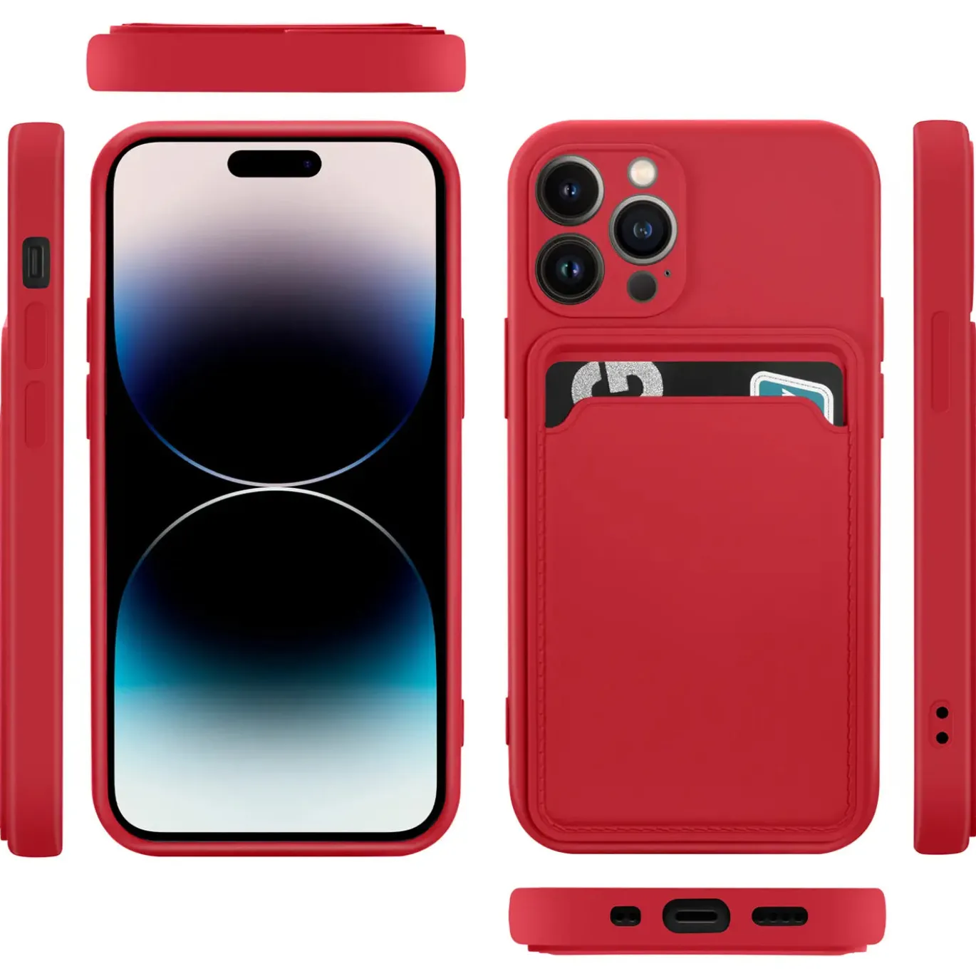 iPhone 15 Pro Max - Silikonhülle mit Kartenfach & Kameraschutz