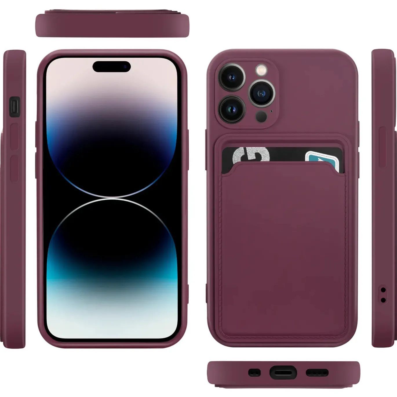 iPhone 15 Pro Max - Silikonhülle mit Kartenfach & Kameraschutz