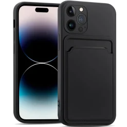 iPhone 15 Pro Max - Silikonhülle mit Kartenfach & Kameraschutz