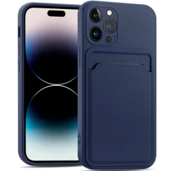 iPhone 15 Pro Max - Silikonhülle mit Kartenfach & Kameraschutz