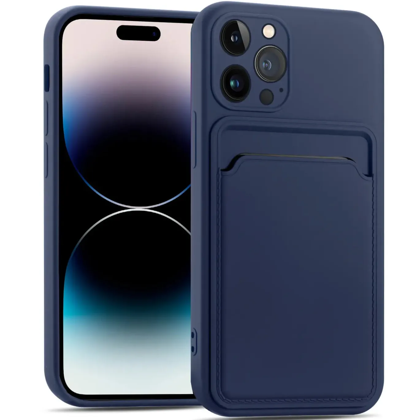 iPhone 15 Pro Max - Silikonhülle mit Kartenfach & Kameraschutz