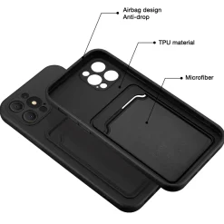 iPhone 13 Pro Max - Silikonhülle mit Kartenfach & Kameraschutz