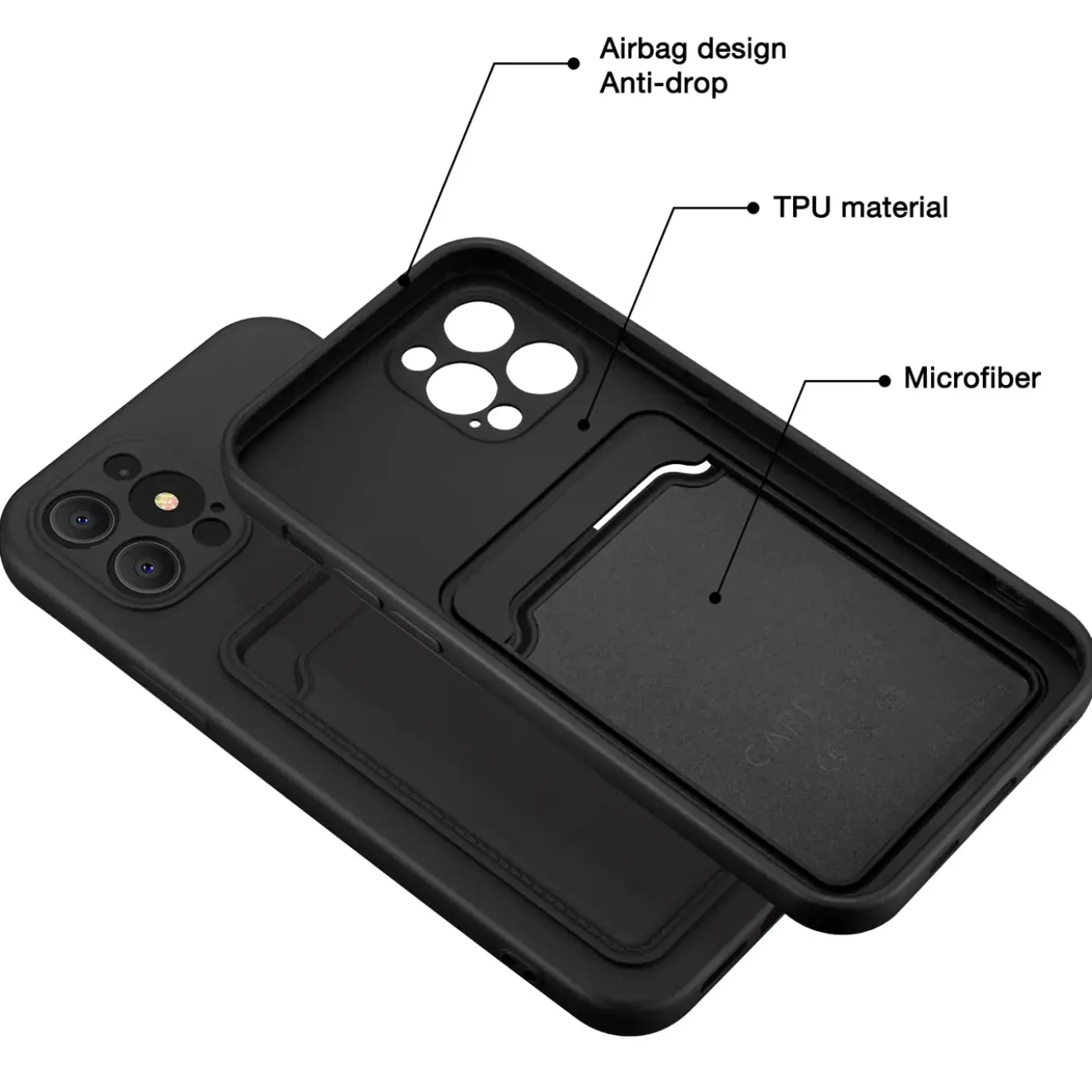 iPhone 13 Pro Max - Silikonhülle mit Kartenfach & Kameraschutz