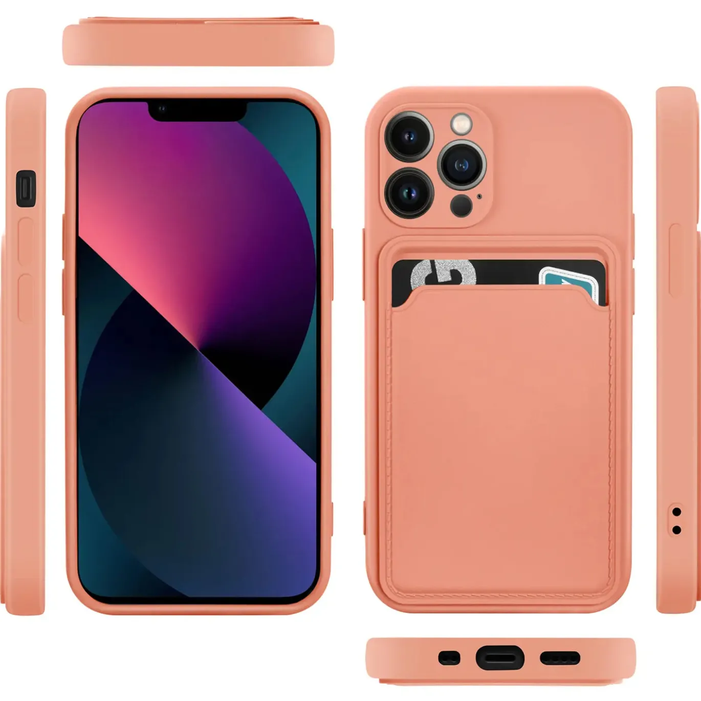 iPhone 13 Pro Max - Silikonhülle mit Kartenfach & Kameraschutz