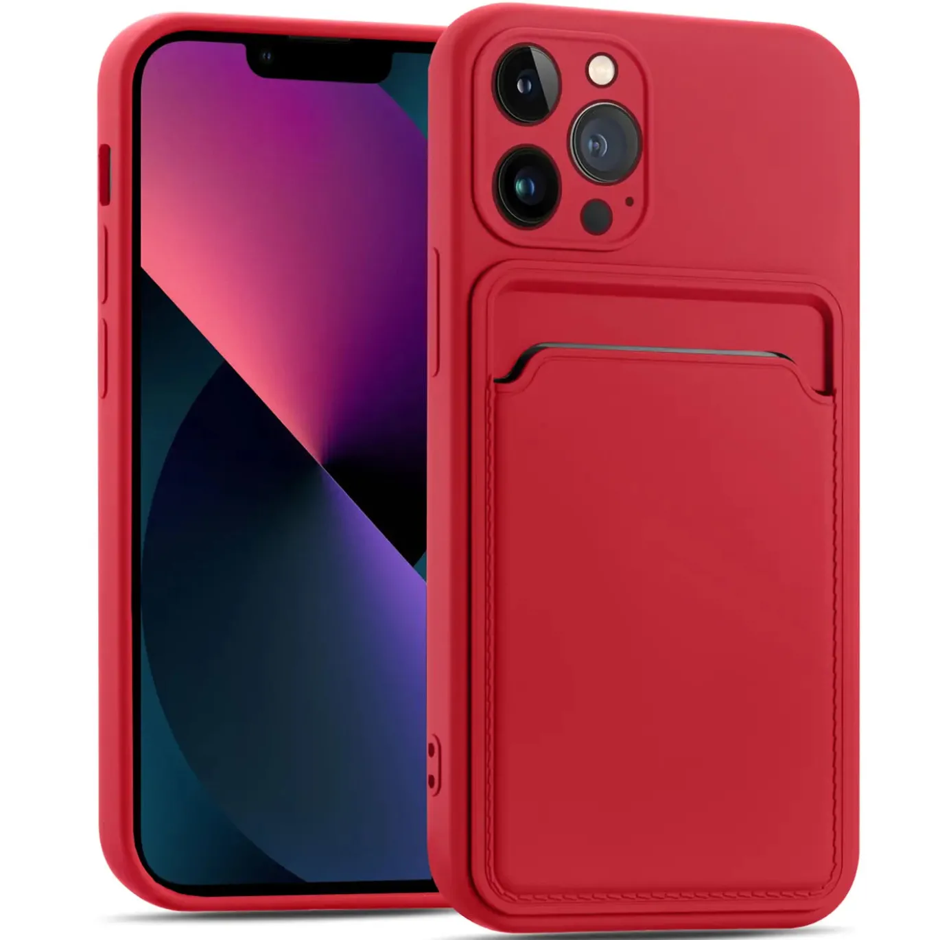 iPhone 13 Pro Max - Silikonhülle mit Kartenfach & Kameraschutz
