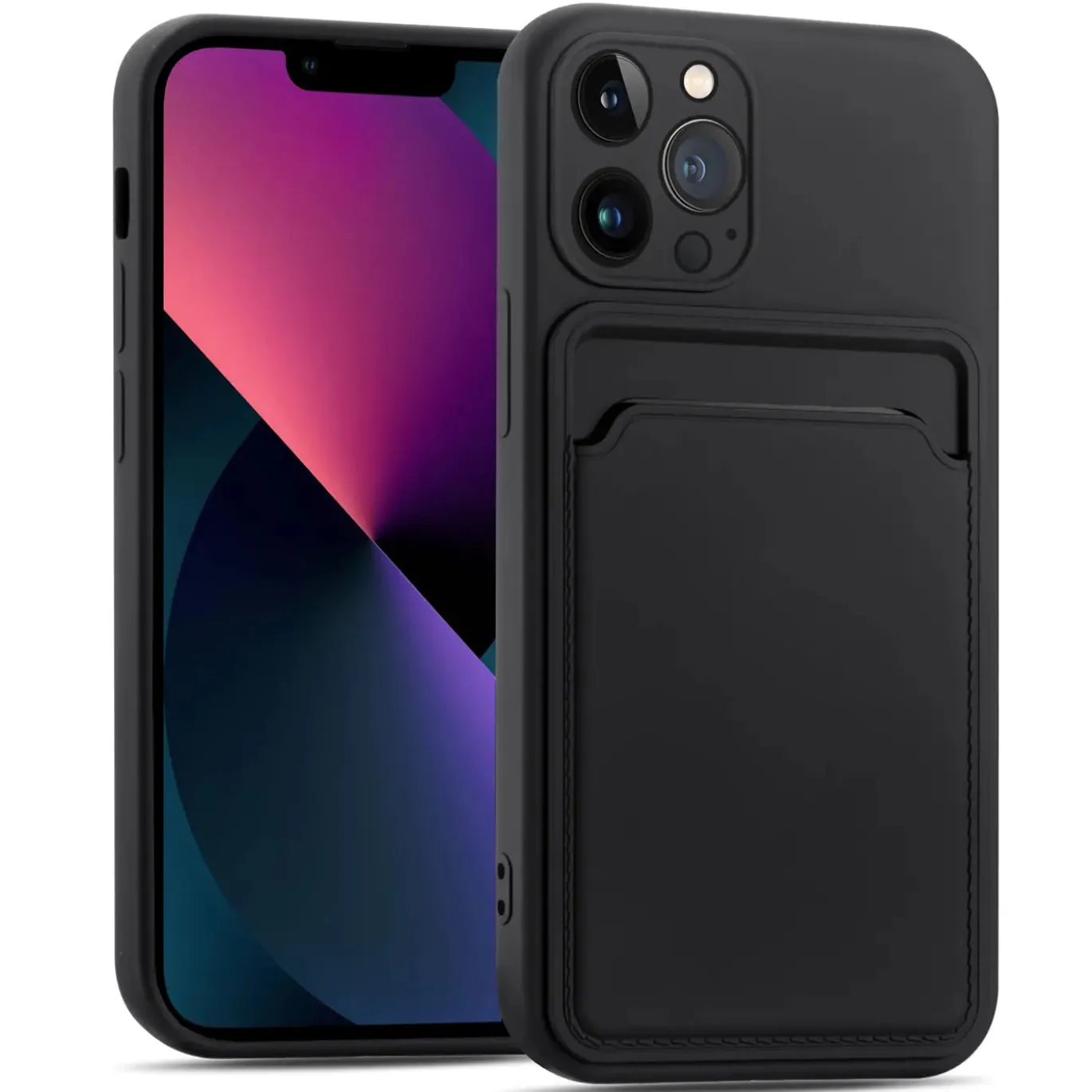 iPhone 13 Pro Max - Silikonhülle mit Kartenfach & Kameraschutz