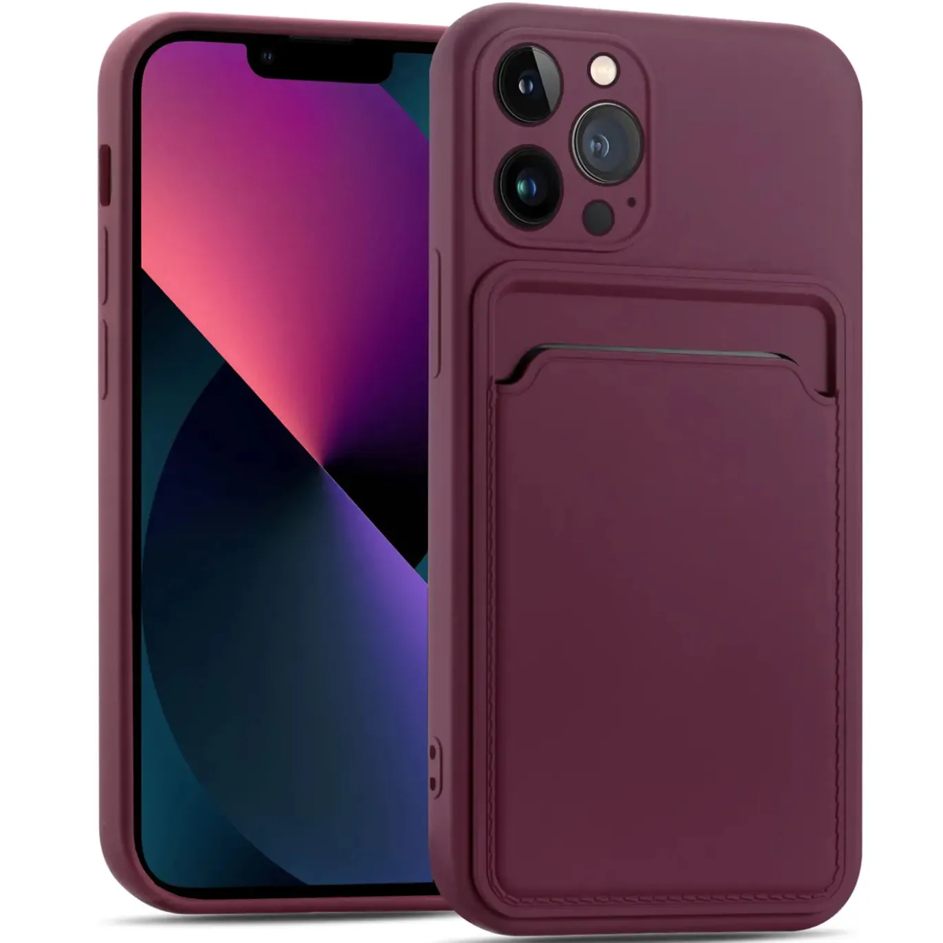 iPhone 13 Pro Max - Silikonhülle mit Kartenfach & Kameraschutz