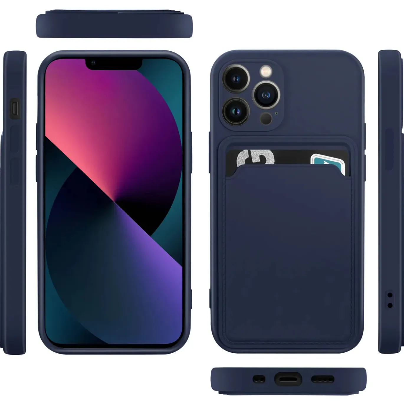 iPhone 13 Pro Max - Silikonhülle mit Kartenfach & Kameraschutz