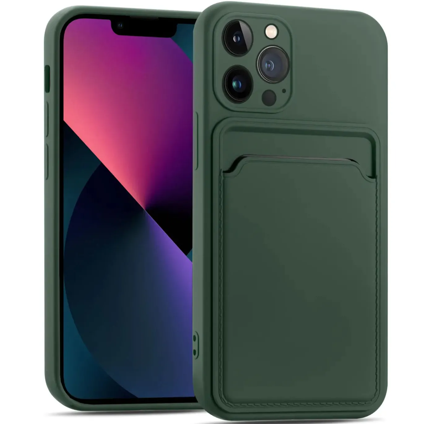 iPhone 13 Pro Max - Silikonhülle mit Kartenfach & Kameraschutz