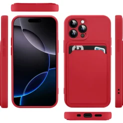 iPhone 16 Pro Max - Silikonhülle mit Kartenfach & Kameraschutz