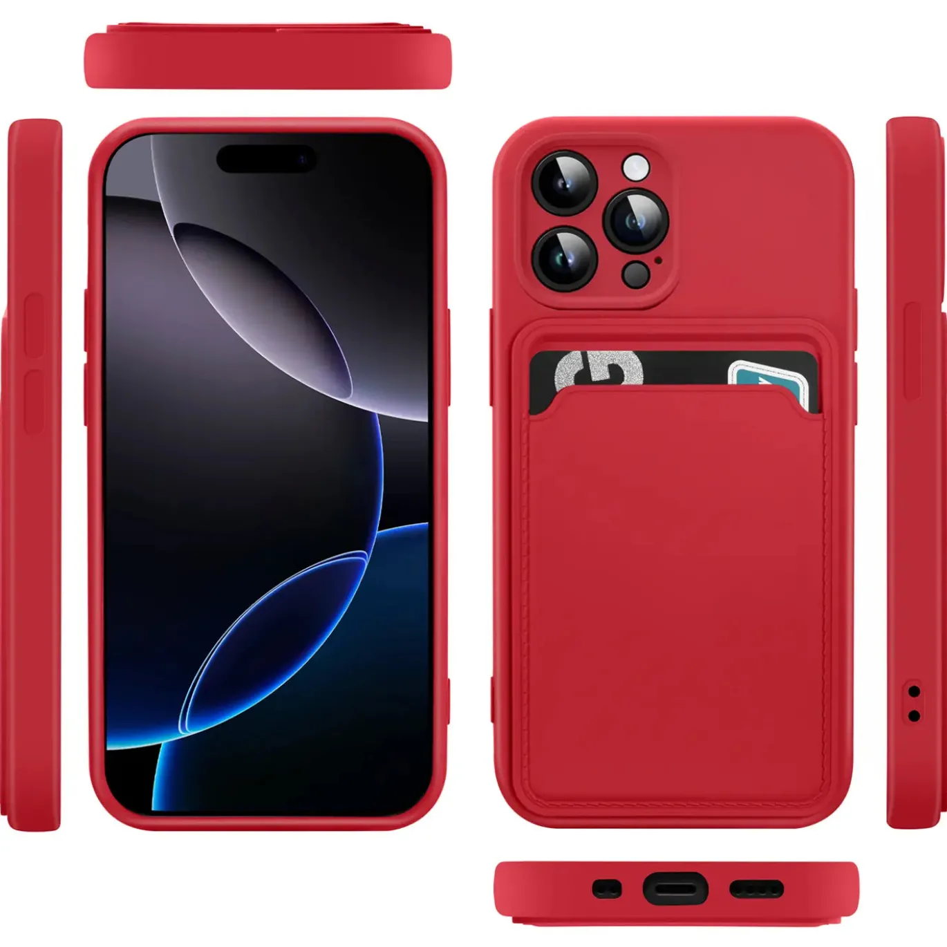 iPhone 16 Pro Max - Silikonhülle mit Kartenfach & Kameraschutz