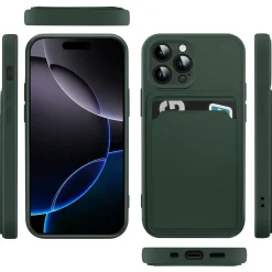 iPhone 16 Pro Max - Silikonhülle mit Kartenfach & Kameraschutz