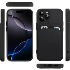 iPhone 16 Pro Max - Silikonhülle mit Kartenfach & Kameraschutz