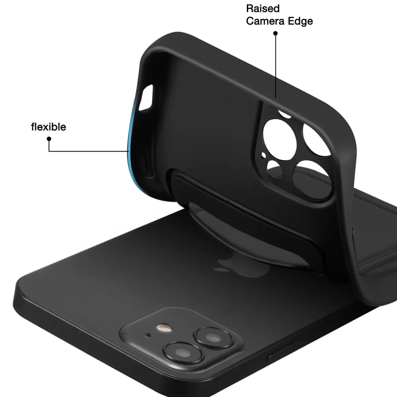 iPhone 12 Pro Max - Silikonhülle mit Kartenfach & Kameraschutz