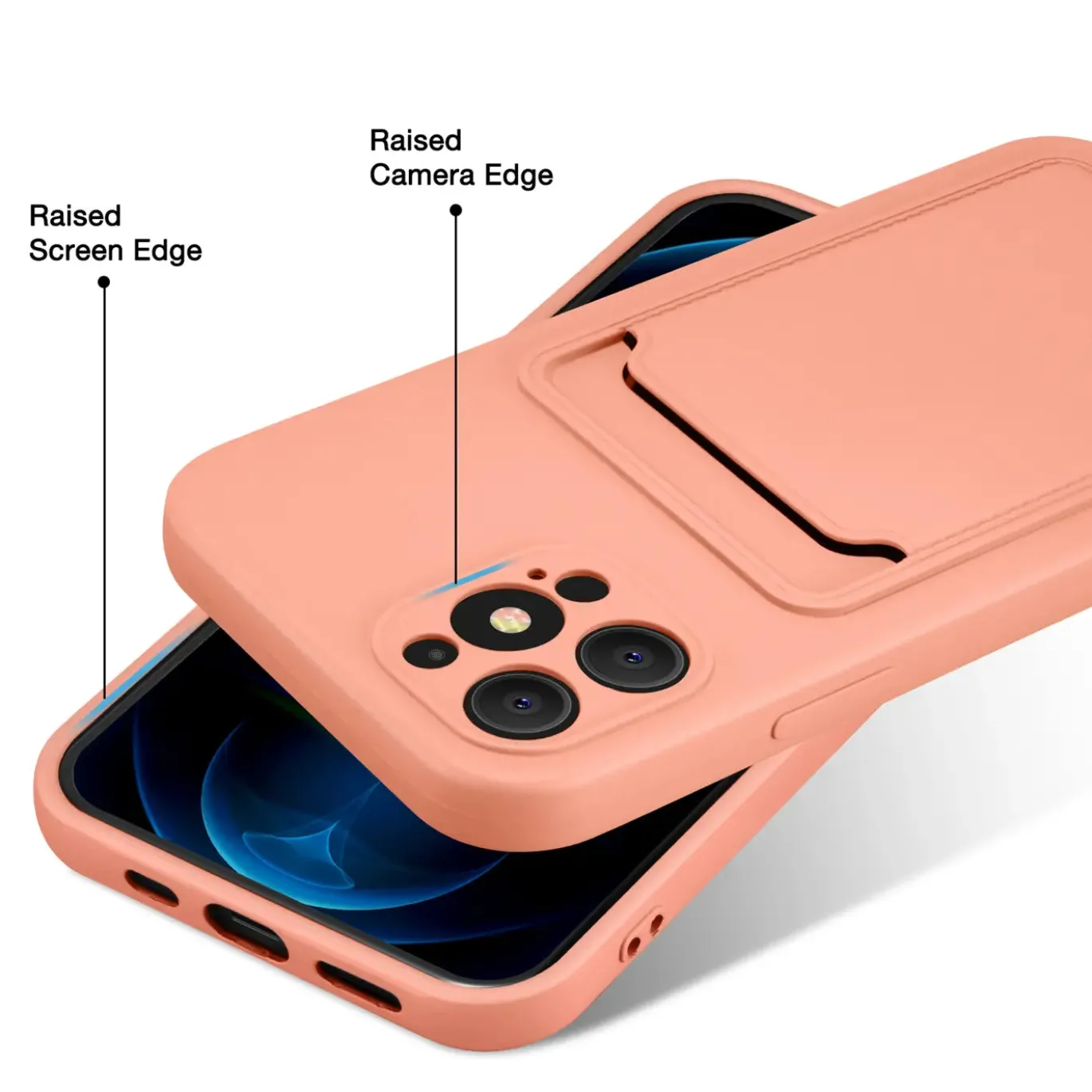 iPhone 12 Pro Max - Silikonhülle mit Kartenfach & Kameraschutz