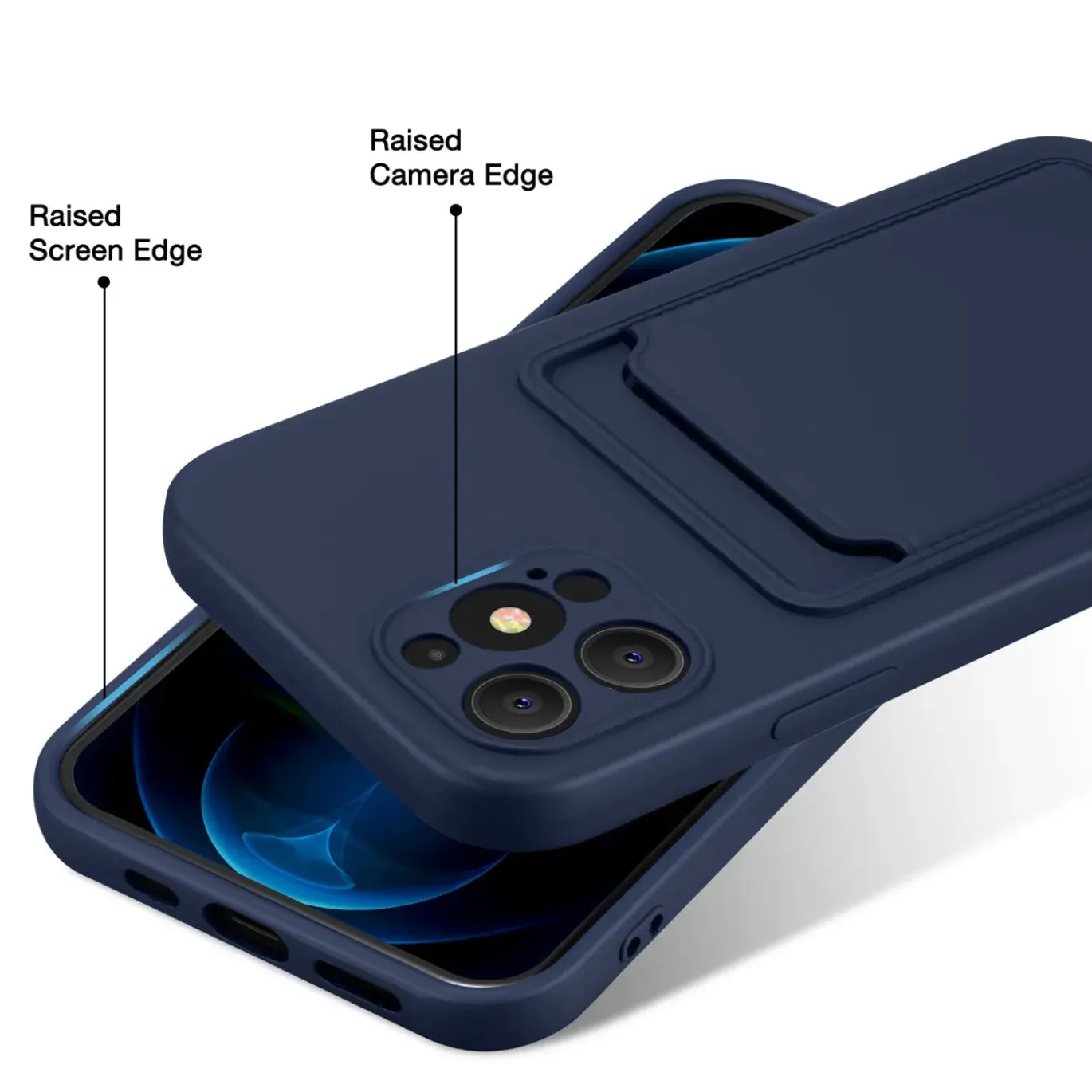 iPhone 12 Pro Max - Silikonhülle mit Kartenfach & Kameraschutz