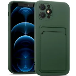 iPhone 12 Pro Max - Silikonhülle mit Kartenfach & Kameraschutz