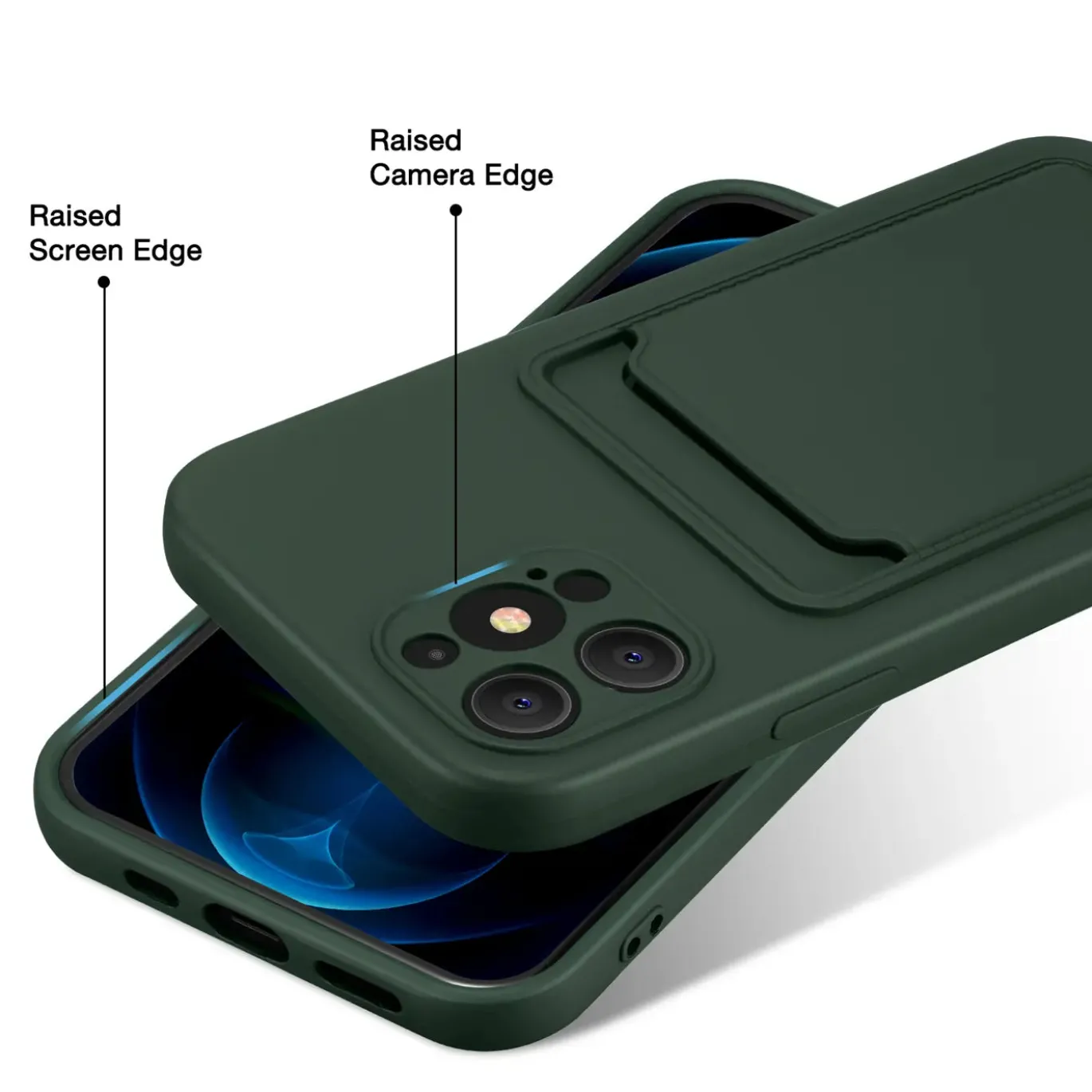 iPhone 12 Pro Max - Silikonhülle mit Kartenfach & Kameraschutz