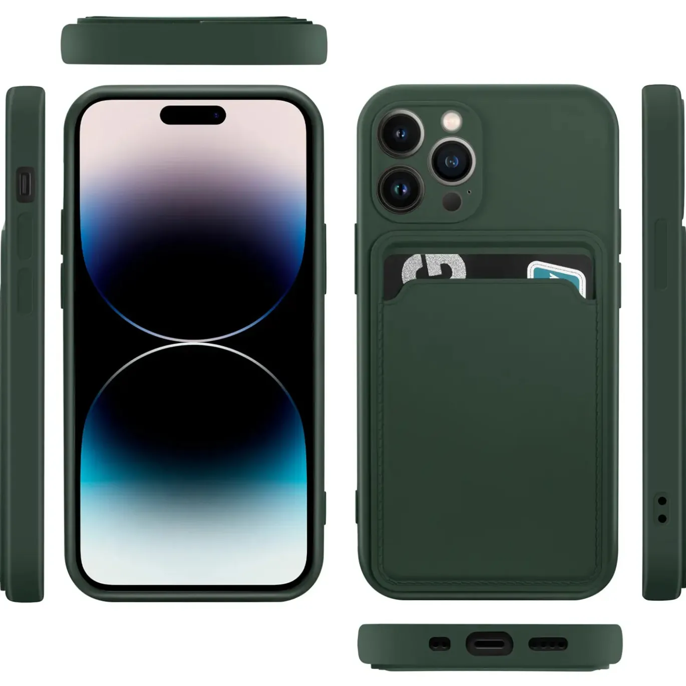iPhone 14 Pro Max - Silikonhülle mit Kartenfach & Kameraschutz