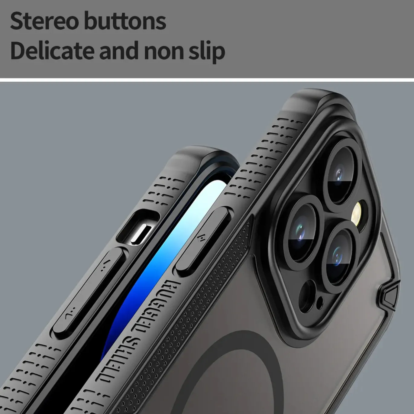 iPhone 14 Pro Max - Stoßfestes MagSafe Case in Schwarz mit halbtransparenter Rückseite