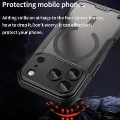 iPhone 17 Pro Max - Stoßfestes MagSafe Case in Schwarz mit halbtransparenter Rückseite