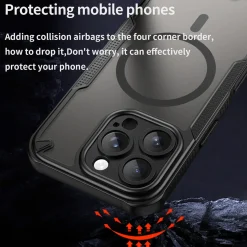 iPhone 16 Pro Max - Stoßfestes MagSafe Case in Schwarz mit halbtransparenter Rückseite