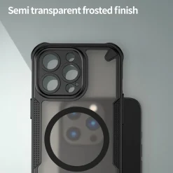 iPhone 13 Pro Max - Stoßfestes MagSafe Case in Schwarz mit halbtransparenter Rückseite
