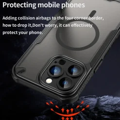 iPhone 13 Pro Max - Stoßfestes MagSafe Case in Schwarz mit halbtransparenter Rückseite