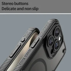 iPhone 15 Pro Max - Stoßfestes MagSafe Case in Schwarz mit halbtransparenter Rückseite