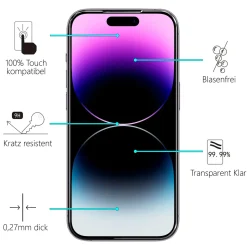 iPhone 14 Pro Max - 2x 9H Panzer Glasfolie, Displayfolie