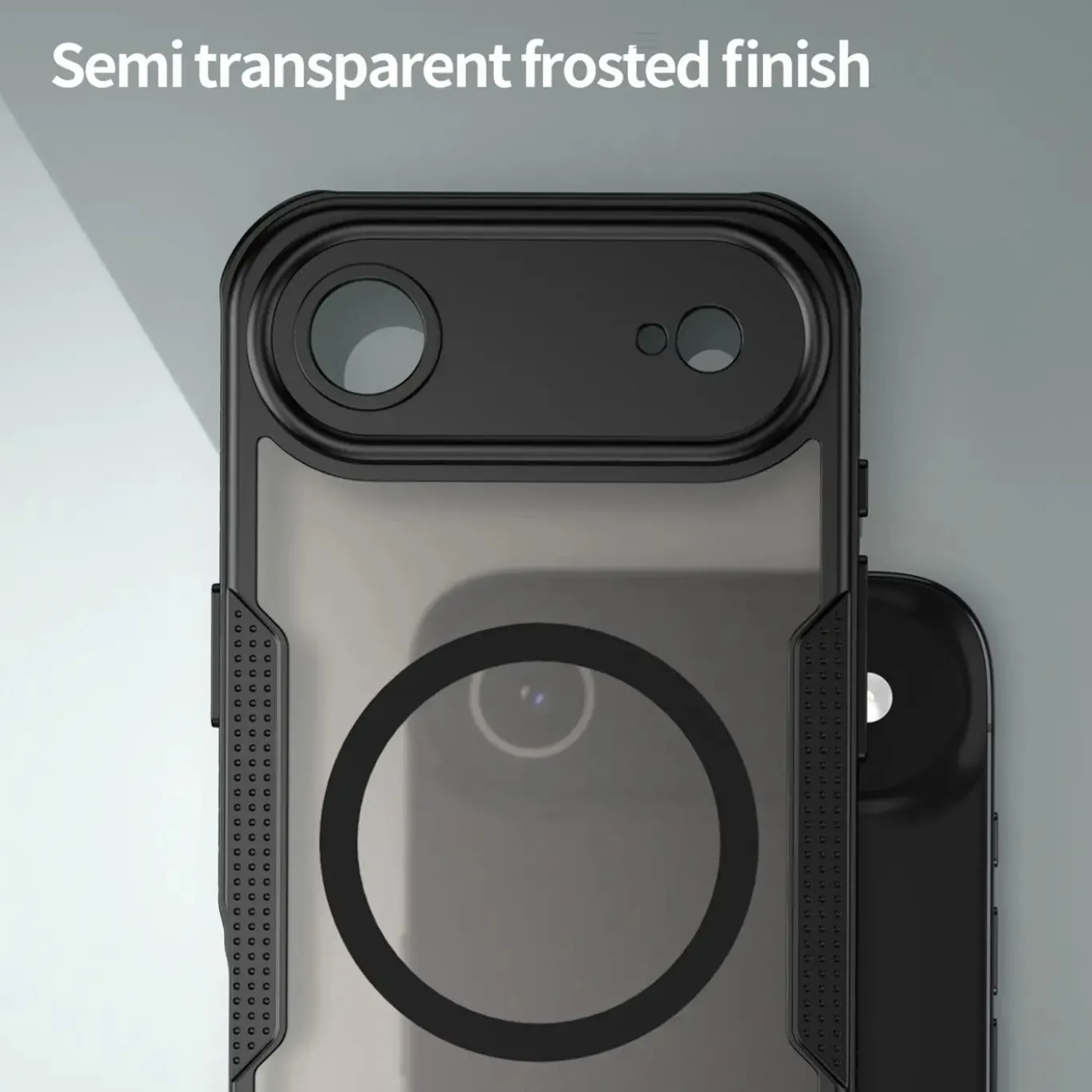 iPhone Air - Stoßfestes MagSafe Case in Schwarz mit halbtransparenter Rückseite