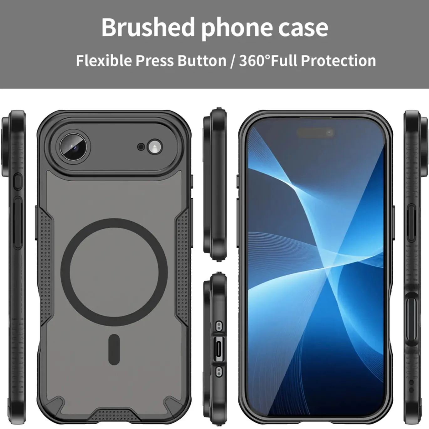 iPhone Air - Stoßfestes MagSafe Case in Schwarz mit halbtransparenter Rückseite