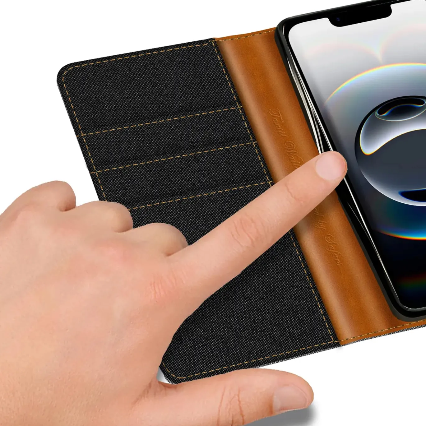 iPhone 16e - Jeanslook Klapphülle mit Kartenfach