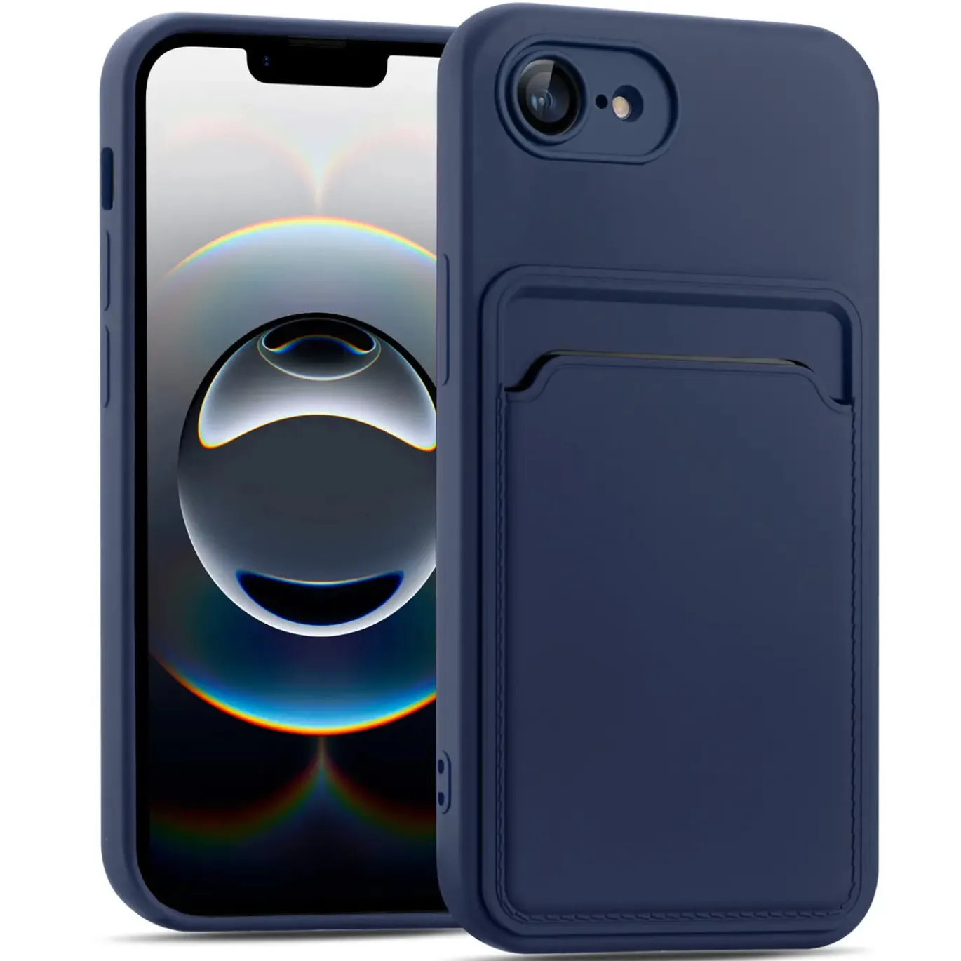 iPhone 16e - Silikonhülle mit Kartenfach & Kameraschutz