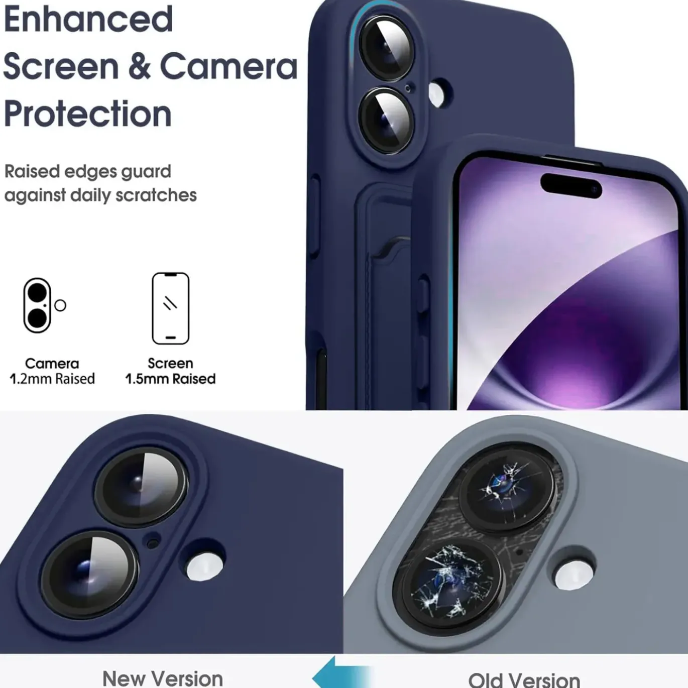 iPhone 16e - Silikonhülle mit Kartenfach & Kameraschutz
