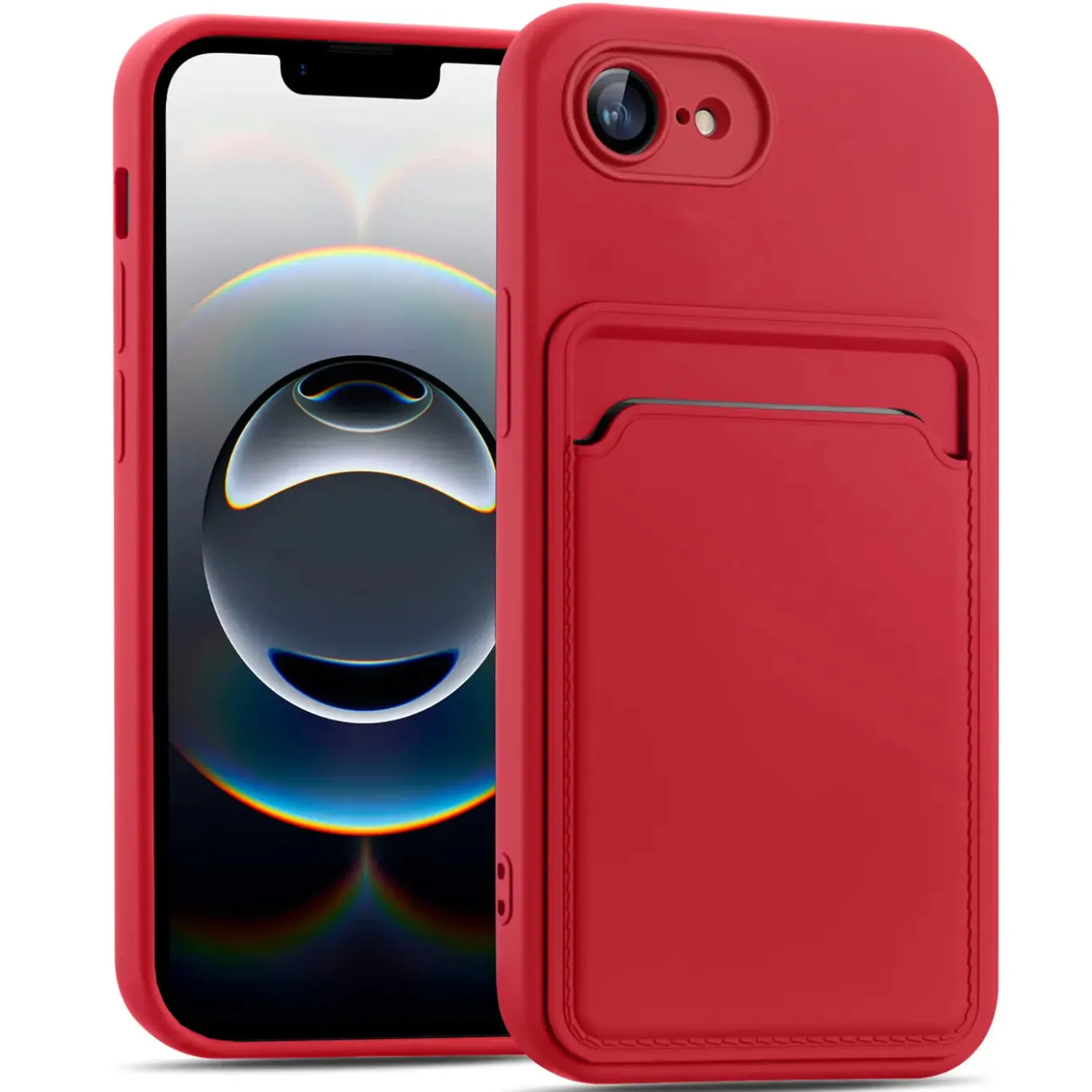 iPhone 16e - Silikonhülle mit Kartenfach & Kameraschutz