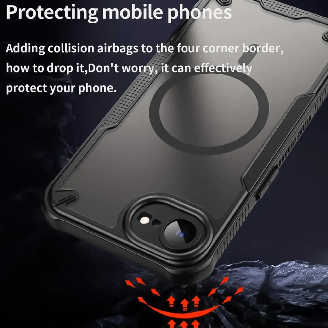 iPhone 16e - Stoßfestes MagSafe Case in Schwarz mit halbtransparenter Rückseite