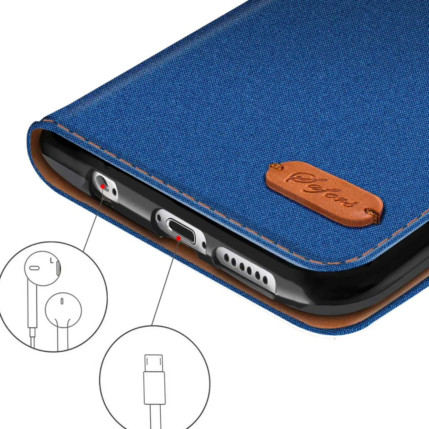 iPhone 6s Plus / 6 Plus - Jeanslook Klapphülle mit Kartenfach