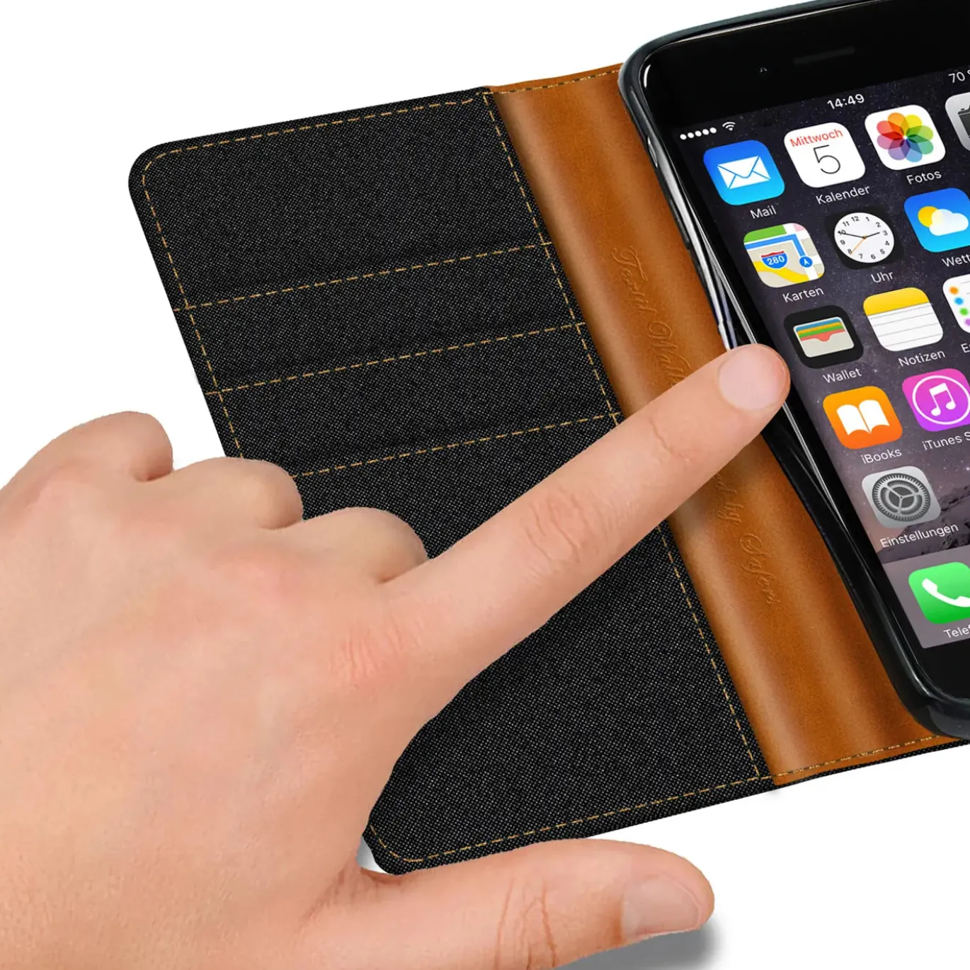 iPhone 6s Plus / 6 Plus - Jeanslook Klapphülle mit Kartenfach
